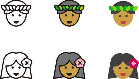 HAWAIIAN man and woman iconsのイラスト素材