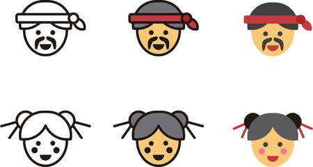 JAPANESE man and woman iconsのイラスト素材
