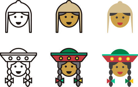 QUECHUA man and woman iconsのイラスト素材