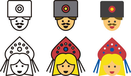 RUSSIAN man and woman iconsのイラスト素材