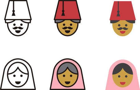 TURKISH man and woman iconsのイラスト素材