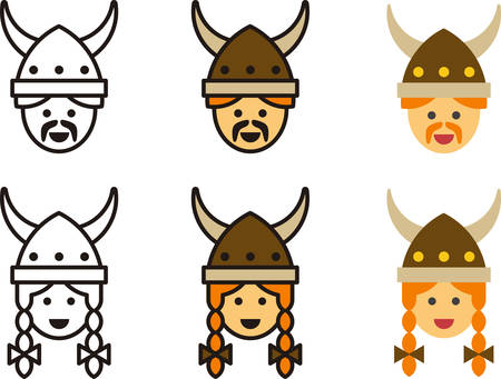 VIKING man and woman iconsのイラスト素材