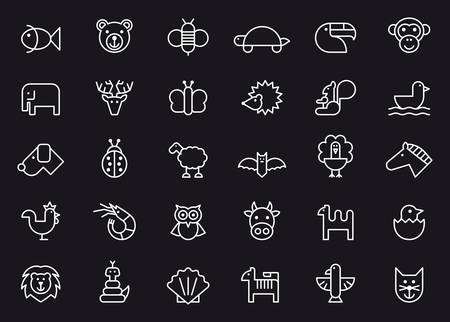 ANIMALS outline iconsのイラスト素材