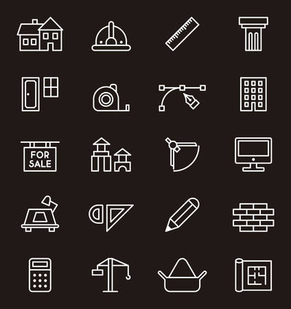 ARCHITECTURE & CONSTRUCTION outline iconsのイラスト素材
