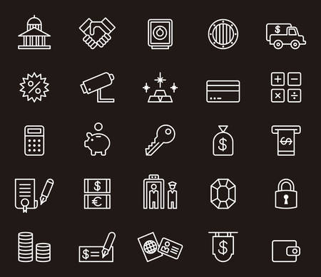 BANK & MONEY outline iconsのイラスト素材