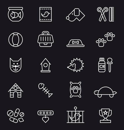 PETS white outline iconsのイラスト素材