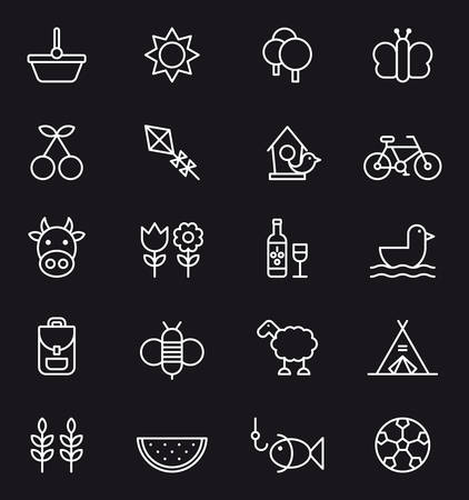 PICNIC white outline iconsのイラスト素材