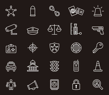 POLICE white outline iconsのイラスト素材