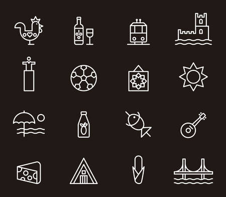 PORTUGAL white outline iconsのイラスト素材