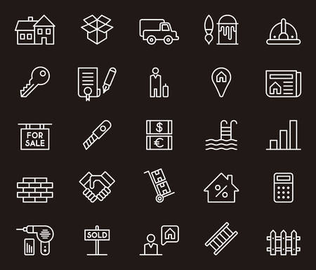 REAL ESTATE white outline iconsのイラスト素材