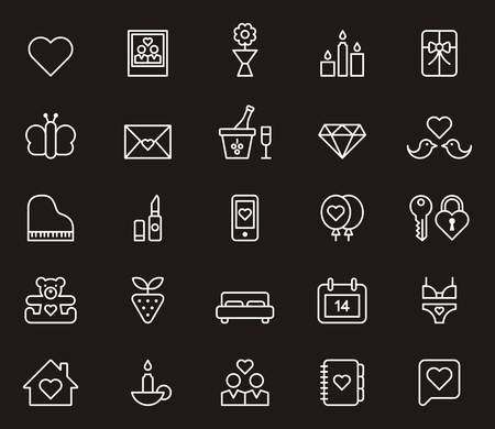 LOVE white outline iconsのイラスト素材
