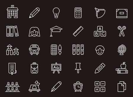 SCHOOL & EDUCATION white outline iconsのイラスト素材