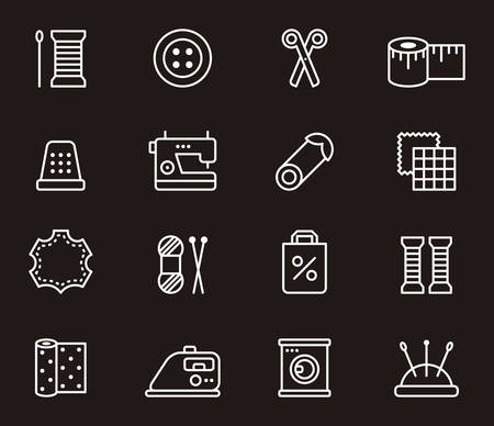 SEWING white outline iconsのイラスト素材
