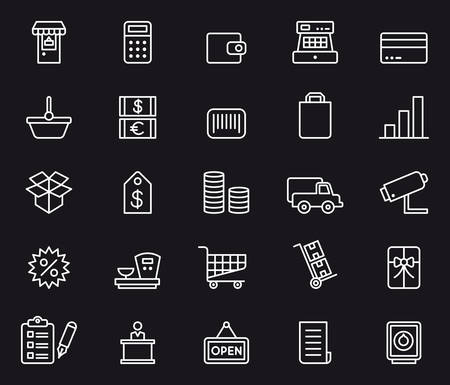 SHOPPING STORE & white outline iconsのイラスト素材