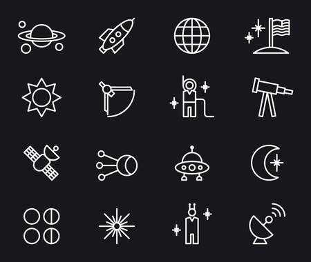 SPACE white outline iconsのイラスト素材
