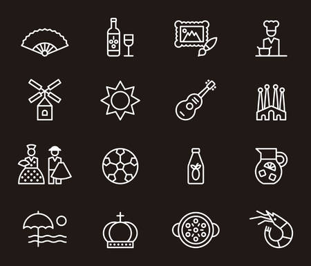 SPAIN white outline iconsのイラスト素材