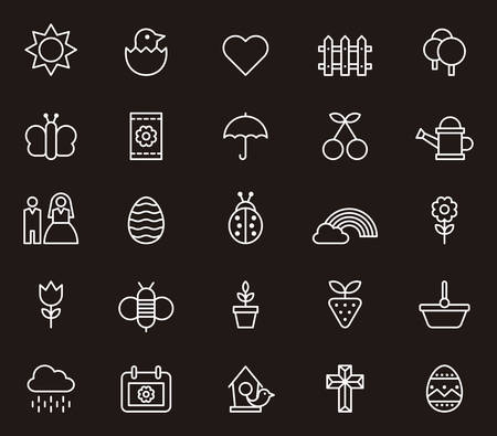 SPRING white outline iconsのイラスト素材