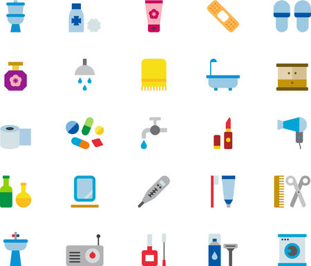BATHROOM colored flat iconsのイラスト素材