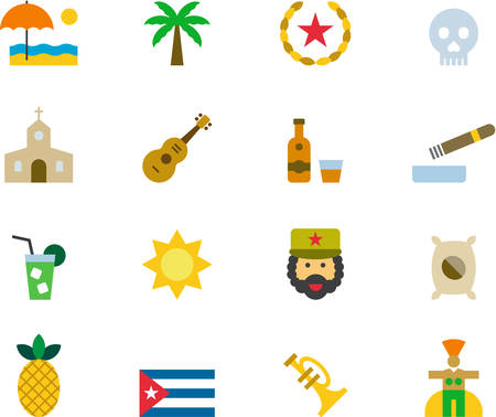 CUBA colored flat iconsのイラスト素材