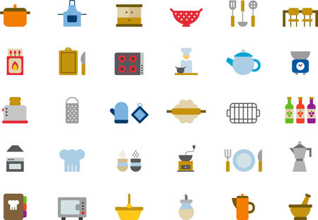 KITCHEN flat colored iconsのイラスト素材