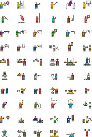 SPORTS colored outline iconsのイラスト素材