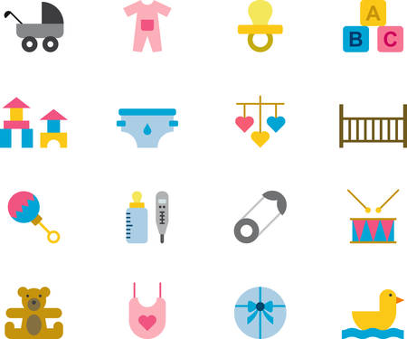 BABY colored flat iconsのイラスト素材