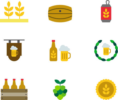 BEER flat colored iconsのイラスト素材