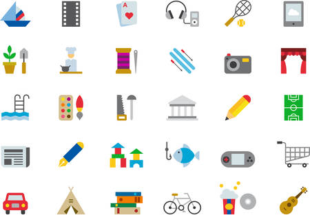 LEISURE flat colored iconsのイラスト素材