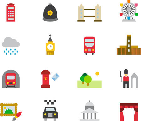 LONDON colored flat iconsのイラスト素材