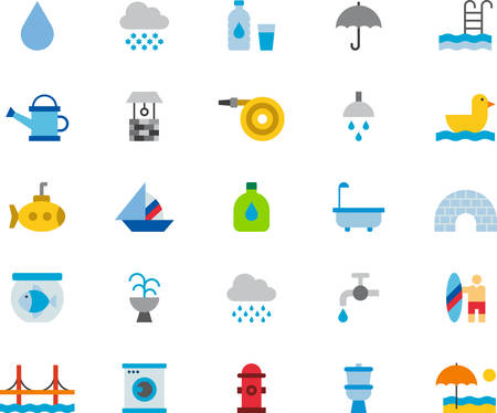 WATER RELATED flat colored iconsのイラスト素材