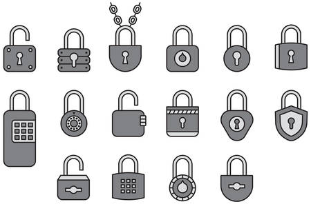 Padlocks - Filled Line Iconsのイラスト素材