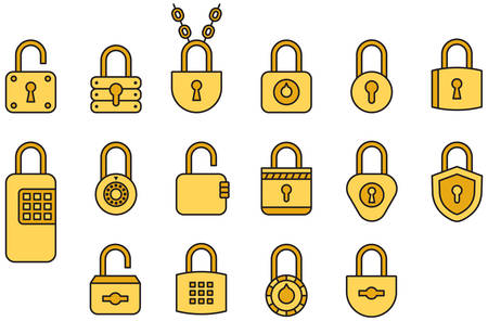 Padlocks - Filled Line Iconsのイラスト素材