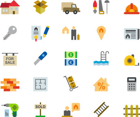 REAL ESTATE colored flat iconsのイラスト素材