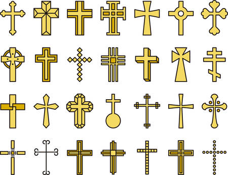CROSSES filled line iconsのイラスト素材