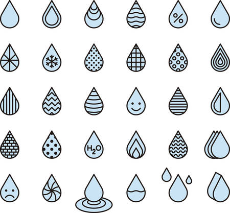 Blue Drops - Filled Line Iconsのイラスト素材