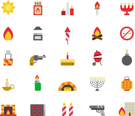 FIRE RELATED flat colored iconsのイラスト素材