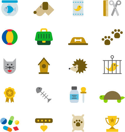 PETS & ANIMALS colored icons flat packのイラスト素材