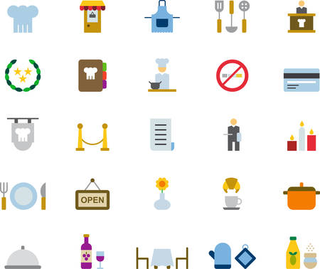 RESTAURANT colored icons flat packのイラスト素材