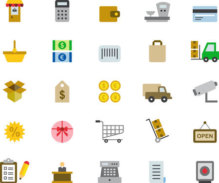 SHOPPING & COMMERCE colored icons flat packのイラスト素材