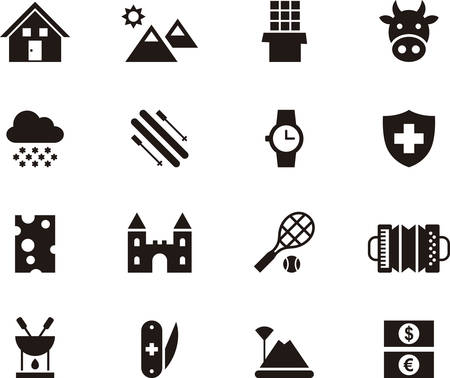 SWITZERLAND black icons packのイラスト素材