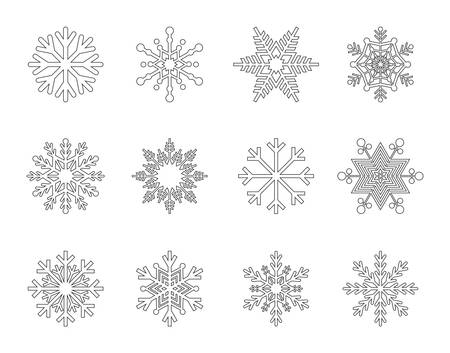 Set of snowflakes outline iconsのイラスト素材