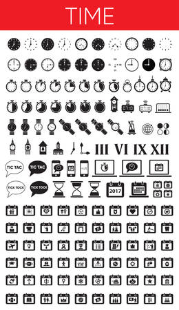 TIME black solid iconsのイラスト素材