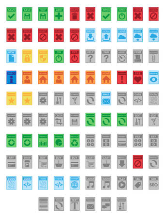 Files, Documents & Actions colorful iconsのイラスト素材
