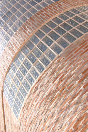 Brick and glass facade of a buildingの写真素材