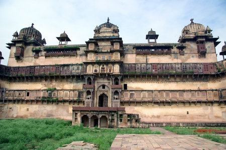 Overview of a temple in Khujaraho, Indiaの写真素材