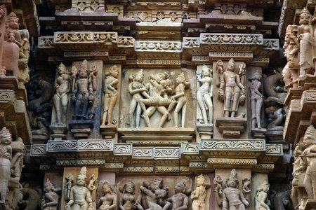 Erotic Sculptures from Khajuraho in Indiaの写真素材