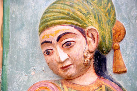 Paintings on a door in a palace in Jaipur,  Indiaの写真素材