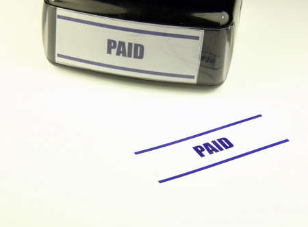 Stamp blue automatic company paidの写真素材