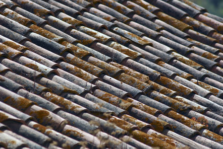 Image of an old tile roof