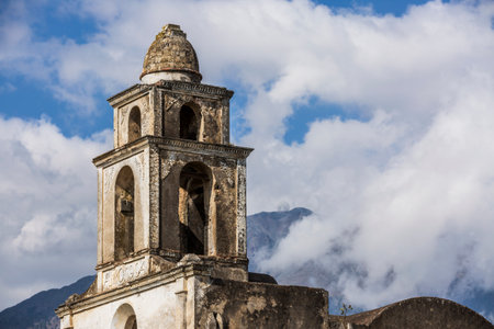 Ex Hacienda Sandoval, in Atzinzintla, Puebla, is an old agricultural estate surrounded by fields and rural tranquility. Its weathered structures reflect the hacienda's former life.の写真素材